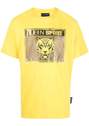 Plein Sport tiger-head logo-print T-shirt - Yellow