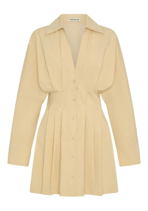 Nicholas Fabienne pleated button-front shirt dress - Neutrals