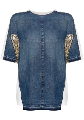 Undercover sequin-detail denim T-shirt - Blue