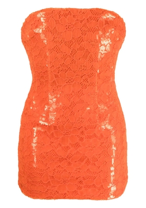 LaQuan Smith floral-lace strapless mini dress - Orange