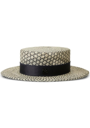 Maison Michel Kiki logo-detail straw fedora - Neutrals