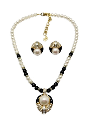 Christian Dior Pre-Owned 1980s Monochrome necklace & earrings set - White