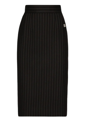 Dolce & Gabbana virgin wool-blend pinstripe midi skirt - Black