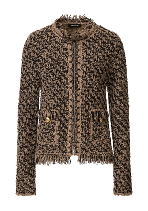 Fabiana Filippi frayed-edge tweed jacket - Brown