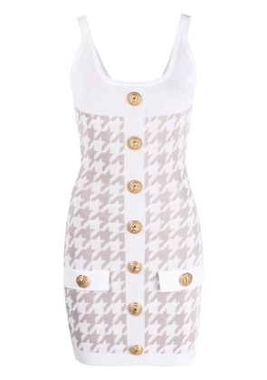 Balmain houndstooth sleeveless minidress - White