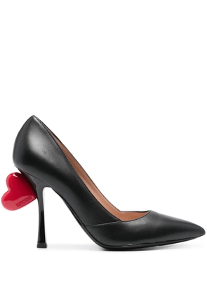 Moschino 105mm heart-appliqué leather pumps - Black