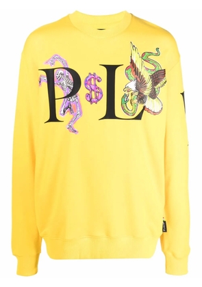 Philipp Plein graphic-print cotton sweatshirt - Yellow