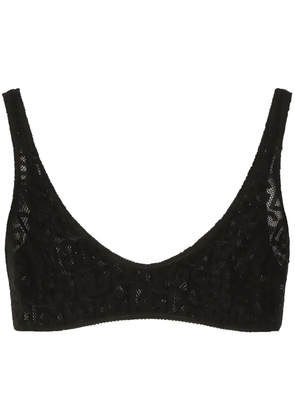 Dolce & Gabbana DG-logo jacquard tulle bralette - Black