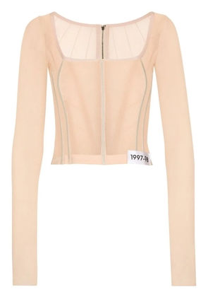 Dolce & Gabbana KIM DOLCE&GABBANA long-sleeve sheer corset top - Neutrals