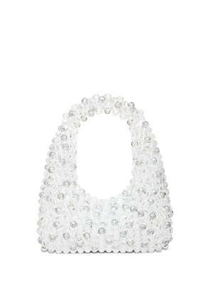 0711 medium Jodie beaded clutch bag - White