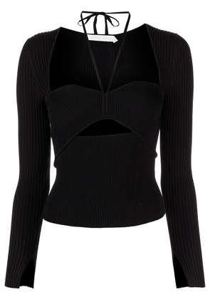 Simkhai Alexia cut-out ribbed top - Black