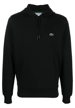 Lacoste logo-patch cotton hoodie - Black