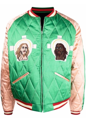 SAINT MXXXXXX embroidered-slogan bomber jacket - Green