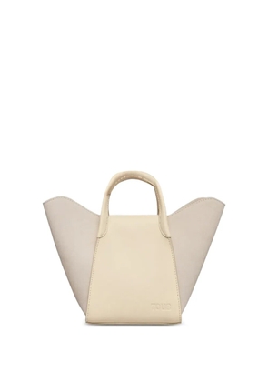 TOUS Tulip suede-panel leather tote bag - White