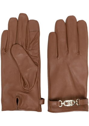 Lauren Ralph Lauren logo-plaque leather gloves - Brown