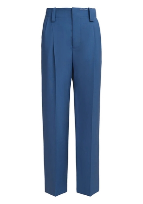 Marni embroidered-logo virgin wool trousers - Blue
