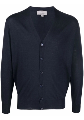 Canali V-neck knitted cardigan - Blue