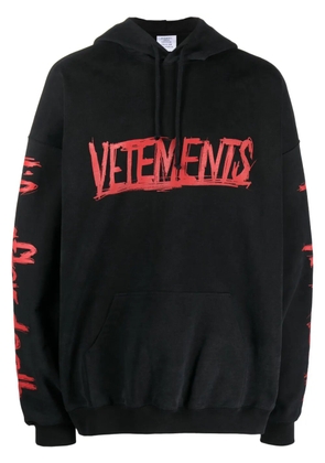 VETEMENTS logo-print cotton hoodie - Black