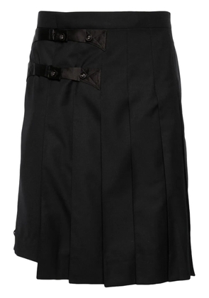 Thom Browne pleated knee-length wool skorts - Black