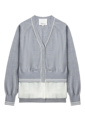 3.1 Phillip Lim chiffon-trim V-neck wool cardigan - Grey