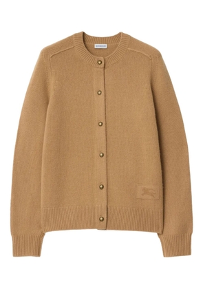 Burberry elbow-patch equestrian-knight cardigan - Neutrals