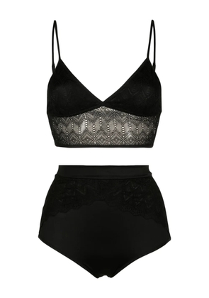 Lethicia Bronstein lace-panel lingerie set (set of two) - Black