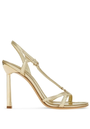 Ferragamo Gancini 105mm metallic leather sandals - Gold