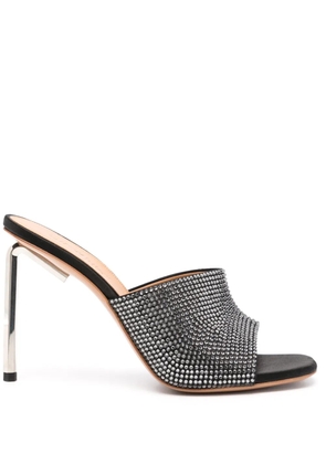 Off-White Allen crystal satin mules - Black