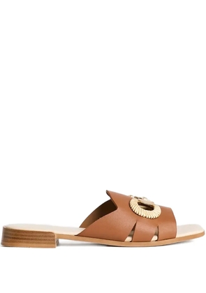 Karl Lagerfeld leather slides - Brown