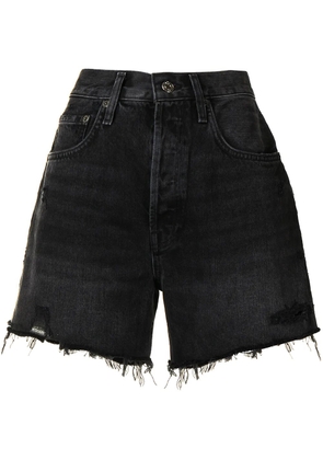 AGOLDE distressed-effect whiskering denim shorts - Grey