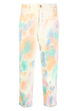 PT Torino abstract-print pressed-crease cropped trousers - Neutrals