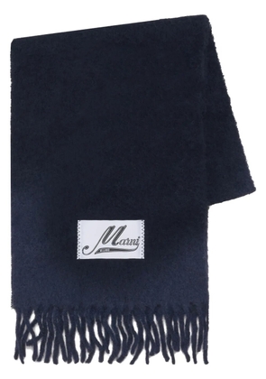 Marni logo-appliqué alpaca scarf - Blue