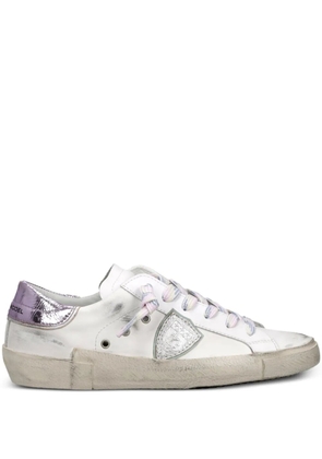 Philippe Model Paris metallic distressed sneakers - White
