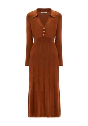 TWINSET button ribbed midi dress - Brown