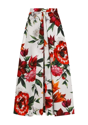 Dolce & Gabbana floral-print midi skirt - White