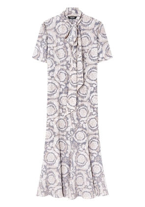 Versace Barocco Lavallière silk midi dress - Grey