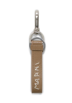 Marni logo-embroidered leather keyring - Green