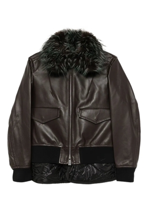 sacai 2 in 1 leather jacket - Brown