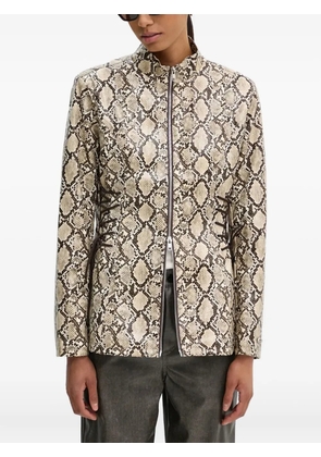 Résumé snakeskin-print zip-up bomber jacket - Brown