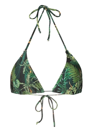 Lygia & Nanny Hanna leaf-print bikini top - Green