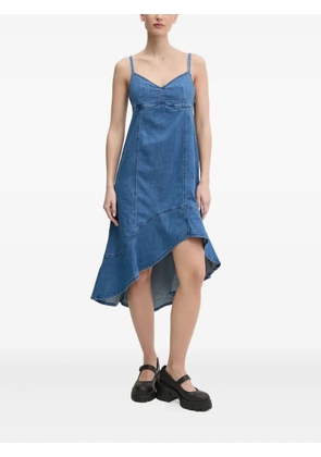Desigual asymmetric ruffled denim midi dress - Blue