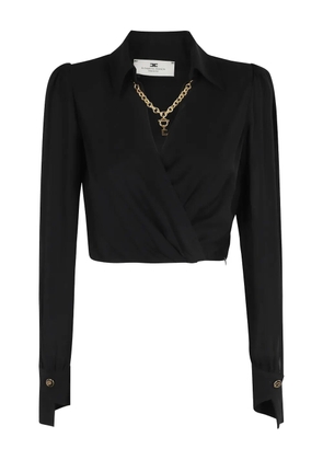 Elisabetta Franchi Nero chain-embellished wrap top - Black