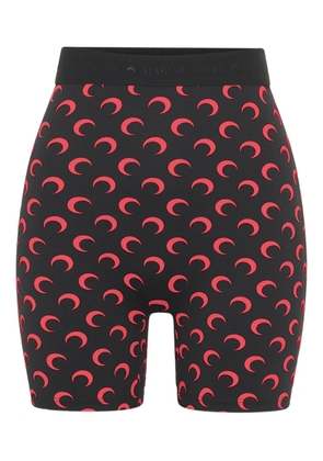 Marine Serre crescent moon-print biker shorts - Black
