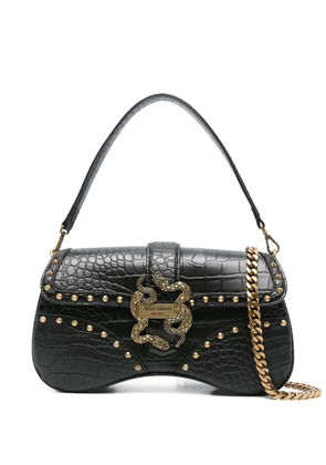 Just Cavalli snake-embellished studded shoulder bag - Black