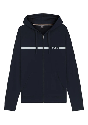 BOSS logo-detail hooded zip-up hoodie - Blue