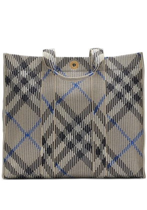 Burberry medium check knitted tote bag - Neutrals