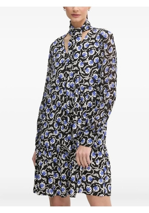 DVF Diane von Furstenberg tie-neck floral-print dress - Black