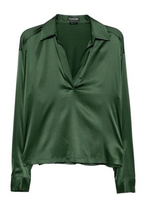 TOM FORD logo-embroidered satin tunic - Green