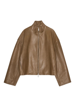 REMAIN zip-front leather jacket - Brown