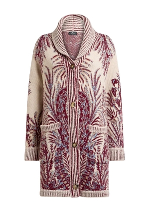 ETRO floral-jacquard button-fastening coat - Red
